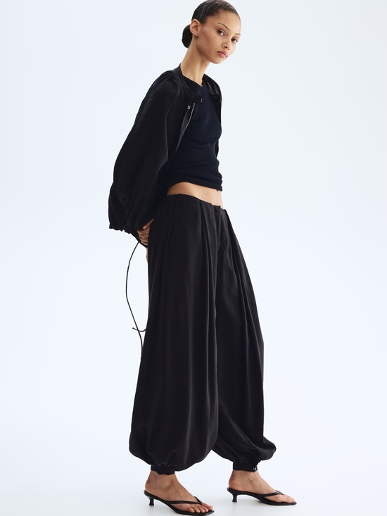 H&M Pants - H&M Black Wide-Leg Balloon Hem Pants